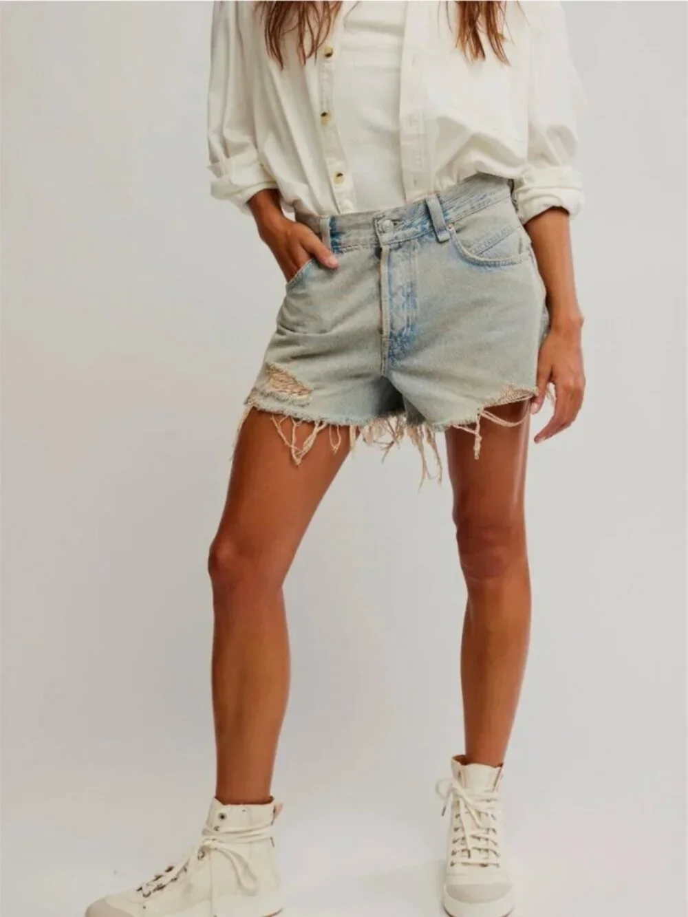 FREE PEOPLE NWOT We The Free Now Or Never Denim Shorts / Well Worn